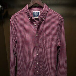 Charles Tyrwhitt | Non-Iron Twill Grid Check Shirt | Large | Slim | Red Blue